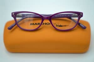 Purple Marchon Kids Glasses with Orange Case